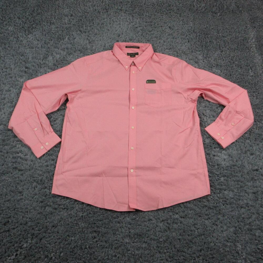 Eddie Bauer Dress Shirt Mens XL 36/37 Pink Wrinkle Resistant Relaxed Fit NWOT